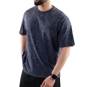 T-shirts vintage personnalisés en gros, vierges, 230 g/m², délavés à l'acide, coupe oversize, en coton épais, pour hommes - Product Image 4