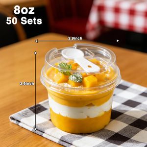 Clear PET Parfait Dessert Cups <b>with</b> Dome <b>Lids</b>, Disposable Food <b>Containers</b> for Commercial and <b>Takeaway</b> Use - Product Image 3