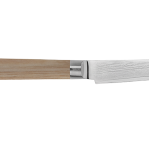 Cuchillo para carne de 4.75 pulgadas, hoja afilada de acero de Damasco con mango de madera Pakkawood rubia para cortar carne de res, filetes y cenas. - Product Image 1