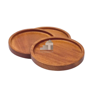 Round Wooden Storage Tray Handmade Minimalist Design for Living Room Tableware Use - Product Image 2