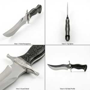 มีดแค้มปิ้ง Iron Crown Forge Trailing Point ใบมีดเหล็กคาร์บอนสูง ด้ามไมคาร์ต้าสีดำ คุณภาพ DIY ใบมีดตรง 14 นิ้ว - Product Image 5
