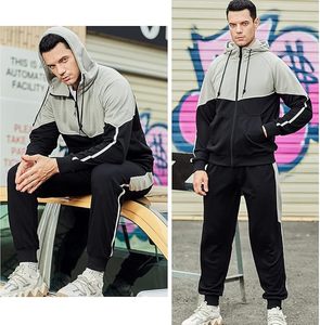 Conjunto Deportivo de Hombre con Capucha, Sudadera de Manga Larga con Cremallera Completa y Pantalones de Chándal, 2 Piezas, Diseño de Parches - Product Image 4