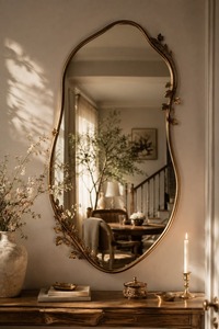 Espejo de Pared con Marco de Latón Arqueado, Diseño Decorativo Tradicional, 6 mm de Grosor, para Interiores del Hogar - Product Image 5