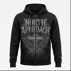 Sudadera con Capucha Negra para Hombre North Approach, Diseño Estampado, Corte Casual, Manga Regular, para Otoño - Product Image 1