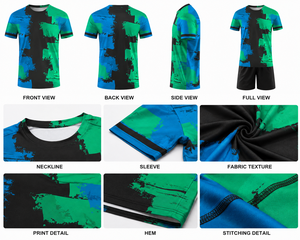 T-shirt à manches courtes pour homme, imprimé géométrique, 100% polyester, séchage rapide, col rond, coupe classique, impression par transfert par sublimation - Product Image 3