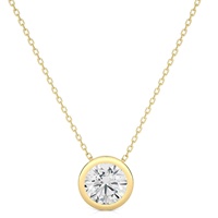 Collier pendentif en or jaune 14K 18K avec diamant de laboratoire couleur D taille ronde, serti clos, diamant CVD, bijou léger