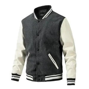 Nuevas Chaquetas de Béisbol Bordadas con Letras para Hombre, Chaqueta Varsity de Alta Calidad para Hombre, Chaquetas Sólidas Casuales con Cuello Alto - Product Image 4