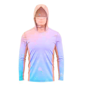 Wholesale Men's Pink Camouflage Long Sleeve Fishing Hoodie UPF 50 Anti-Uv Sun Protection Pullover Jacket - Product Image 4