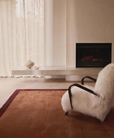 Karpet Bulu Pendek Persegi Panjang HARI ENTERPRISES Orange Wool dengan Pinggiran Merah, Alas Lateks, Model HE318, untuk Ruang Tamu dan Kamar Tidur, Gaya Modern