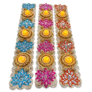 Tapisserie murale brodée florale, ensemble de 3 pièces, décoration bohème pour Diwali, salon, maison - Product Image 2