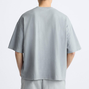 Men's Oversized Plain Cotton T-Shirt O-Neck <b>Short</b> Sleeve Casual Solid Color Loose Fit Jersey Knitted Top - Product Image 4