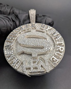Pendentif Thème 'Je suis un Husler par nature' en Moissanite, Alliage d'Argent 925, Cristal et Strass, Breloque Hip Hop pour Homme, Cadeau - Product Image 6