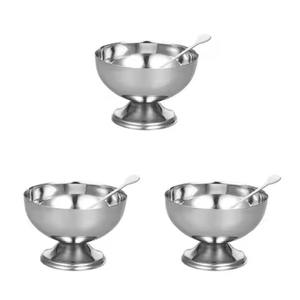 Food Grade Stainless Steel Ice Cream <b>Bowl</b> With Spoon Metal Dessert Dish - Product Image 1