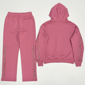 Luxury Design Style Rhinestone Tracksuit Diamond Track Pants & Hoodies Top Quality Material Rhinestone Sweat Suit - Product Image 6
