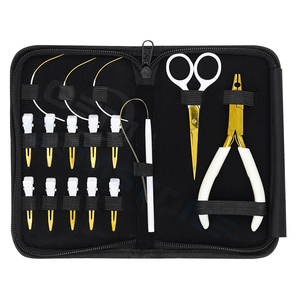 High Quality Gold White Stainless Steel Hair Extension Tools Kit Includes Pliers Micro <b>Rings</b> Loop Needles <b>Clips</b> for Human Hair - Product Image 1