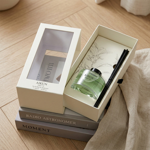 Aikun Premium Gift Box Reed <b>Diffuser</b> 250ml Transparent Glass Bottle Reed <b>Diffuser</b> Set With Black Reeds For Gifting Home Decor - Product Image 1