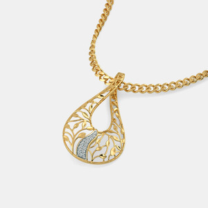 Collar con Colgante de Diamante Cultivado en Laboratorio en Forma de Hoja de Lágrima con Diseño Calado en Oro Amarillo - Product Image 5