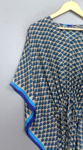 Vintage Tie Dye <b>Kaftan</b> Dress Soft Crepe Silk <b>Maxi</b> Loose Flared Hem All Seasons Casual Lounge Wear Women - Product Image 3