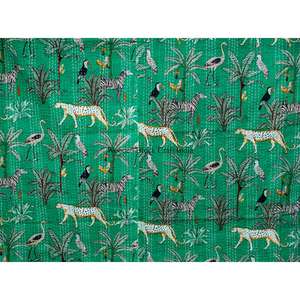 Top selling animal Printed Reversible Vintage Eco-Friendly All-Season <b>Double</b> Size Organic 100% Cotton Kantha Spread Printing - Product Image 2