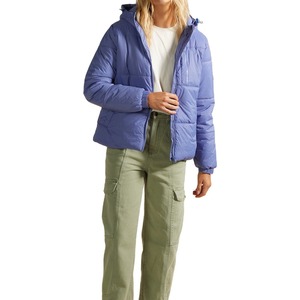 Winter Women's Crew Neck Crop PU Bubble Puffer Jacket Breathable Canvas Printed Raw - Product Image 2