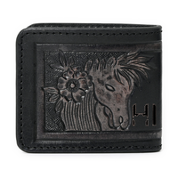 Cartera Trifold de Cuero Vacuno con Diseño Floral Estilo Western Vintage para Hombre, con Bloqueo RFID