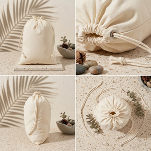 Premium Cotton <b>Drawstring</b> Storage <b>Bag</b> Reusable Eco Friendly Multipurpose Gift Packaging Travel Organizer Pouch Natural <b>Bag</b> - Product Image 2