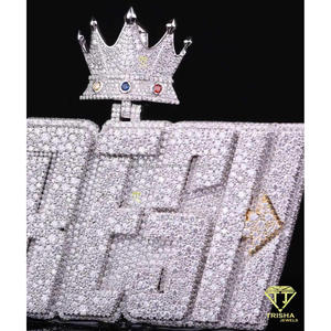 <b>Custom</b> <b>Name</b> Pendant With Crown VVS Moissanite Diamond 925 Sterling Silver Iced Out Hip Hop <b>Necklace</b> Luxury Jewelry - Product Image 6