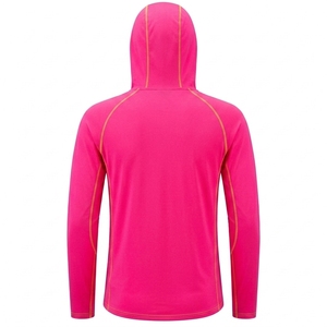 Chemise de pêche pour homme personnalisée, rose, à manches longues, à capuche, respirante, UPF 50, anti-UV, en spandex/polyester, avec cache-cou vert néon - Product Image 2