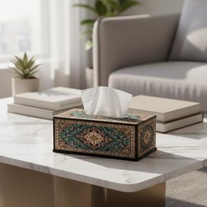 Aqdus Saleem Vintage Wood Tissue Box Cover Hand Painted Decorative Tissue Holder Ornamental Napkin <b>Case</b> Home Dining Household - Product Image 2