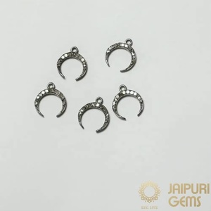 Breloque Diamant Lune Naturel en Argent Sterling 925 SPU-3804 pour la Fabrication de Colliers - Apprêts de Bijoux Jaipuri Gems - Product Image 3