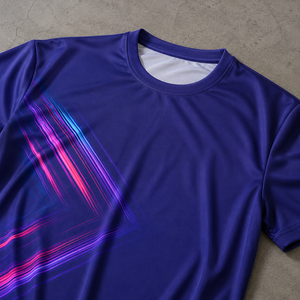 Men's Blue Sublimated Soccer Jersey Short Sleeve Crew Neck Moisture Wicking <b>Athletic</b> Fit Geometric Print Polyester T-Shirt - Product Image 3