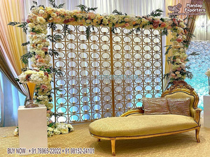 Mur de bougies en métal de conception de luxe pour la scène de réception, mur de bougies en métal exclusif pour la décoration de mariage, configuration de la scène de mariage occidentale au Royaume-Uni - Product Image 6