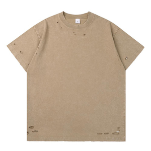 เสื้อยืดคอตตอนพิมพ์ลายตามสั่ง สไตล์วินเทจ ฮิปฮอป สตรีทแวร์ สำหรับผู้ชาย ขายส่ง MOQ ต่ำ เสื้อแฟชั่นแบบฟอกสี - Product Image 4