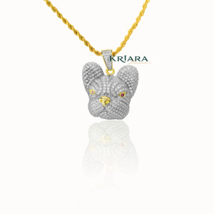 Pendentif Animal en Argent 925 Plaqué Or 18K avec Moissanite, Coupe Ronde Brillante, Unisexe, Idéal au Quotidien - Product Image 4