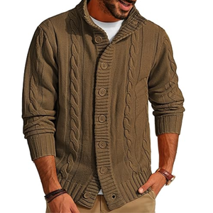 Men Long Sleeve Soft Acrylic Knit Button Front <b>Cardigan</b> Sweater Casual Warm Lightweight Classic Ribbed Hem Full Front Closure - Product Image 1