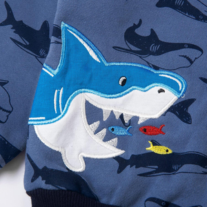 Sudadera con capucha y cremallera con estampado de tiburón para niños, chaqueta de punto azul informal unisex, ropa de otoño, sudaderas con capucha para niños - Product Image 6