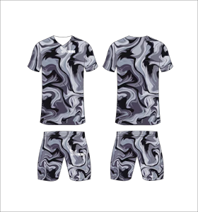 Conjunto de Camiseta y Pantalones Cortos de Fútbol Sublimados Ferocious para Hombre, Cuello en V, Secado Rápido, Ropa Deportiva para Todas las Temporadas, Estampado de Camuflaje - Product Image 1