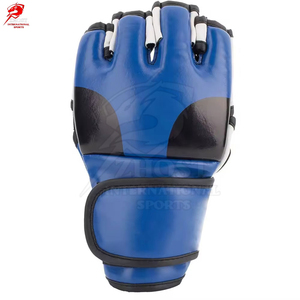 Gants de combat MMA en cuir à doigts fendus 6oz pour entraînement de grappling et boxe avec sangle de poignet et impression personnalisée - Product Image 2