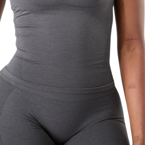 Halter Push Tank Débardeur sans couture 2 en 1 pour femme avec soutien-gorge intégré Sculpting Activewear Débardeur extensible pour le fitness Gris chiné foncé - Product Image 6