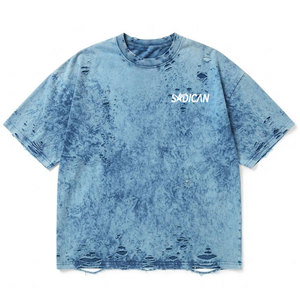 เสื้อยืดผู้ชายทรงบ็อกซี่โอเวอร์ไซส์ ผ้าฝ้ายฟลีซคุณภาพสูง 100% สไตล์วินเทจ ลุคดิสเทรส ไหล่ตก ทรงหลวม แห้งเร็ว เหมาะสำหรับสตรีทแฟชั่น - Product Image 1