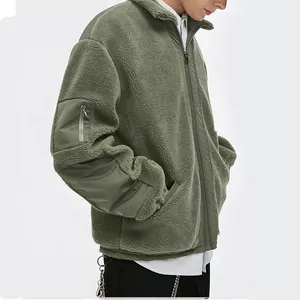 Veste en polaire sherpa confortable pour homme, veste d'hiver longue et chaude pour l'extérieur, fausse fourrure de mouton avec aspect duveteux, fermeture éclair intégrale, veste sherpa pour homme - Product Image 2