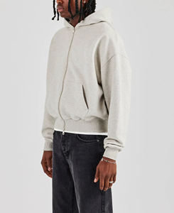 Sweat-shirts à capuche zippés en molleton épais pour homme, personnalisables avec logo, coupe oversize, 100 % coton, imprimés, pour l'hiver (OEM) - Product Image 5