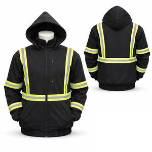 Veste de sécurité haute visibilité classe 2 noire avec bande réfléchissante de 2 pouces, vêtements de travail industriels, LED clignotante, imperméable, logo personnalisé OEM - Product Image 6
