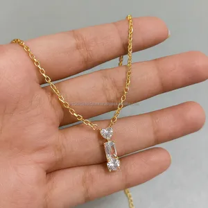 Collar con Colgante de Diamantes de Varias Formas en Oro Amarillo con Corte Corazón, Esmeralda y Redondo, Joyería Minimalista, Regalo de Lujo para Mujer - Product Image 2