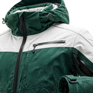<b>Men's</b> Waterproof Fleece Ski <b>Jacket</b> Green <b>White</b> Autumn Sporty Style Stand Collar Zipper Closure Outdoor Wear Polyester Shell - Product Image 5