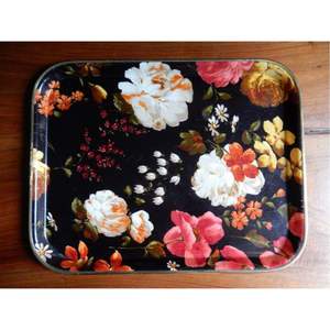 Bandeja de Servicio Rectangular de Metal Esmaltado Personalizada, Bandeja Decorativa Floral para Mesa de Centro, Bandeja para Té, Plato de Almacenamiento para Cocina, Apta para Alimentos, Duradera - Product Image 2