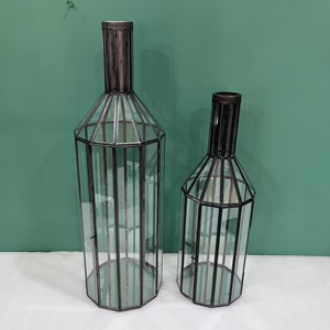 Modern Iron Glass <b>Lantern</b> <b>Set</b> of 2 Handmade Geometric Table <b>Lantern</b> Decorative Candle Holder for Home Wedding Hotel Decor - Product Image 5
