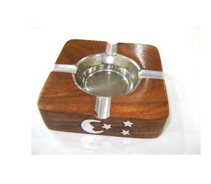 Cenicero de madera para oficina en casa para cigarrillos Cenicero para fumar con 4 puntos Cenicero de madera para cigarrillos Cenicero de madera de acacia Cenicero - Product Image 5