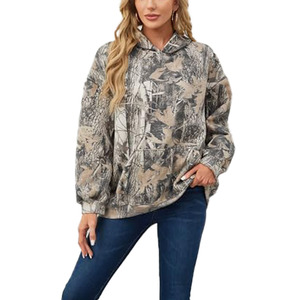 Sudadera con Capucha con Estampado de Camuflaje, Corte Holgado, Manga Regular, Tejida, Informal, Unisex, para Otoño, Transpirable, con Bolsillos - Product Image 5