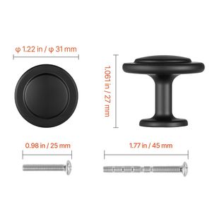 Paquete de 30 tiradores y manijas de aleación de zinc negro de 1.22 pulgadas, estilo hongo, para gabinetes, cajones y puertas de cocina y muebles - Product Image 2